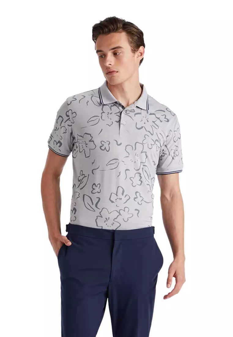 G/FORE Men's Floral Watercolor Tech Jersey Slim Fit Polo