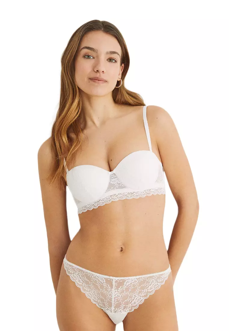 Buy women'secret White lace strapless push-up bra 2024 Online