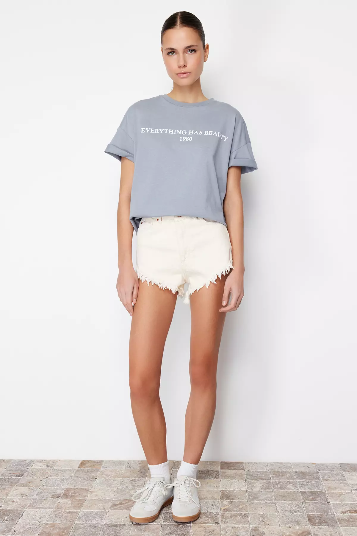 Printed Loose Pattern Knitted T-Shirt