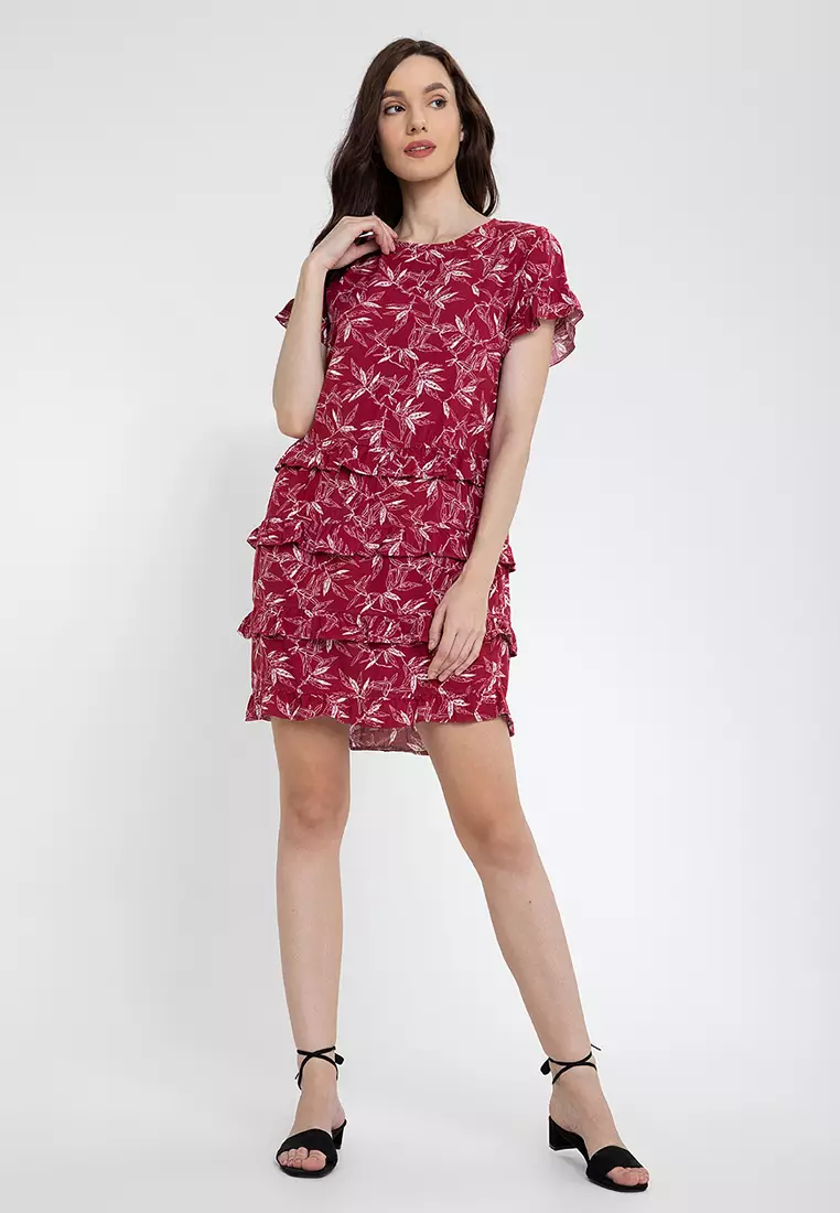Ligaya Printed Ruffle Tiered Dress