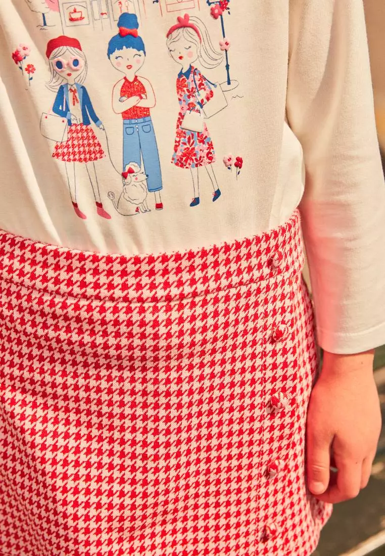 Houndstooth printed skort