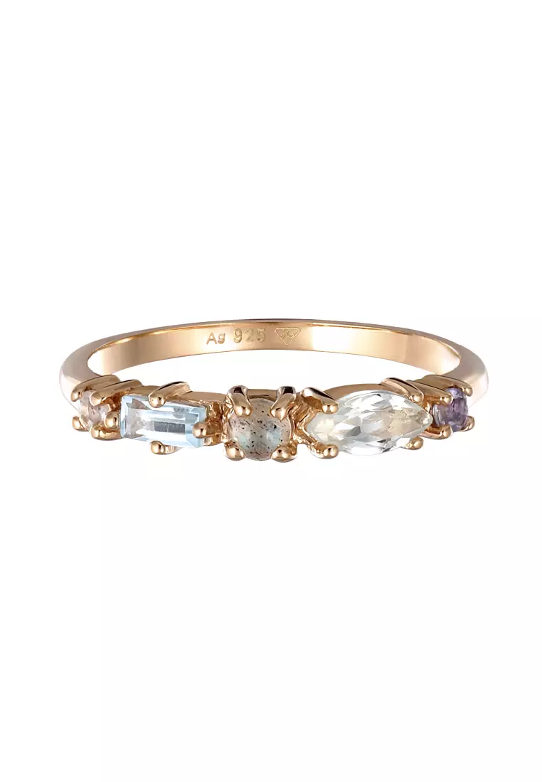Gemstone Memoire Ring – Rose Gold-Plated Silver