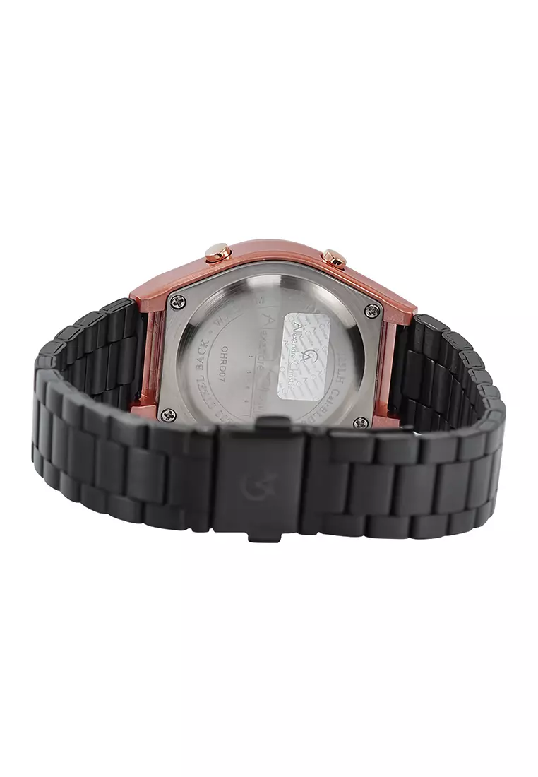 Alexandre Christie - Female Digital Watches - Jam Tangan Digital Wanita - Rosegold - Black Stainless Steel - 9385 LHBBRBA