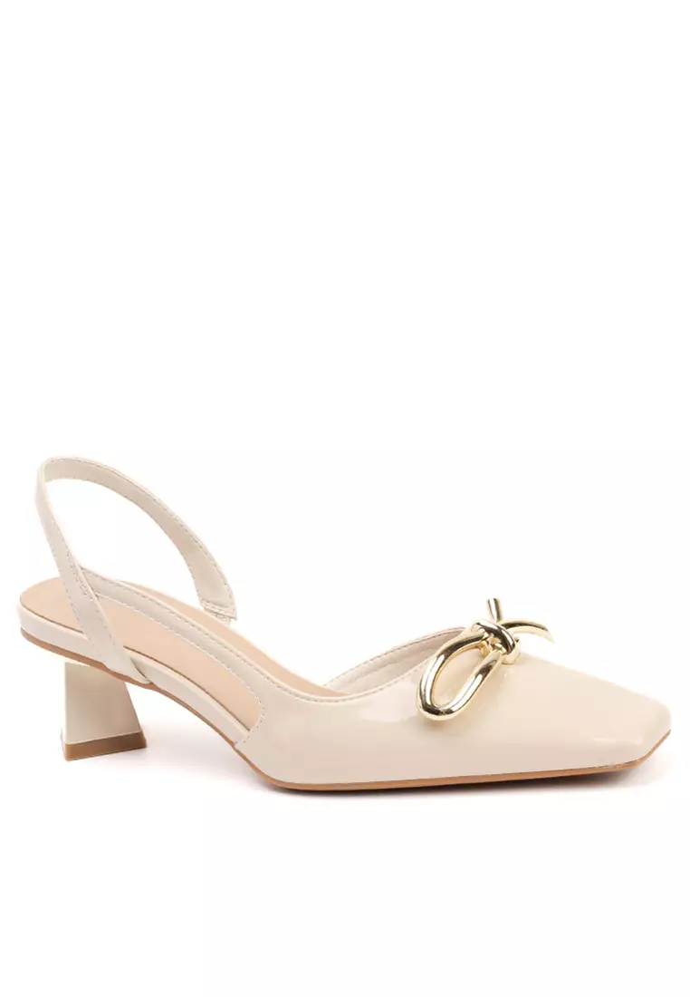 Discount on Twenty Eight Shoes  shoes - SKU: 4cm Bow Patent Leather Slingback Mid Heel Xj1328-8