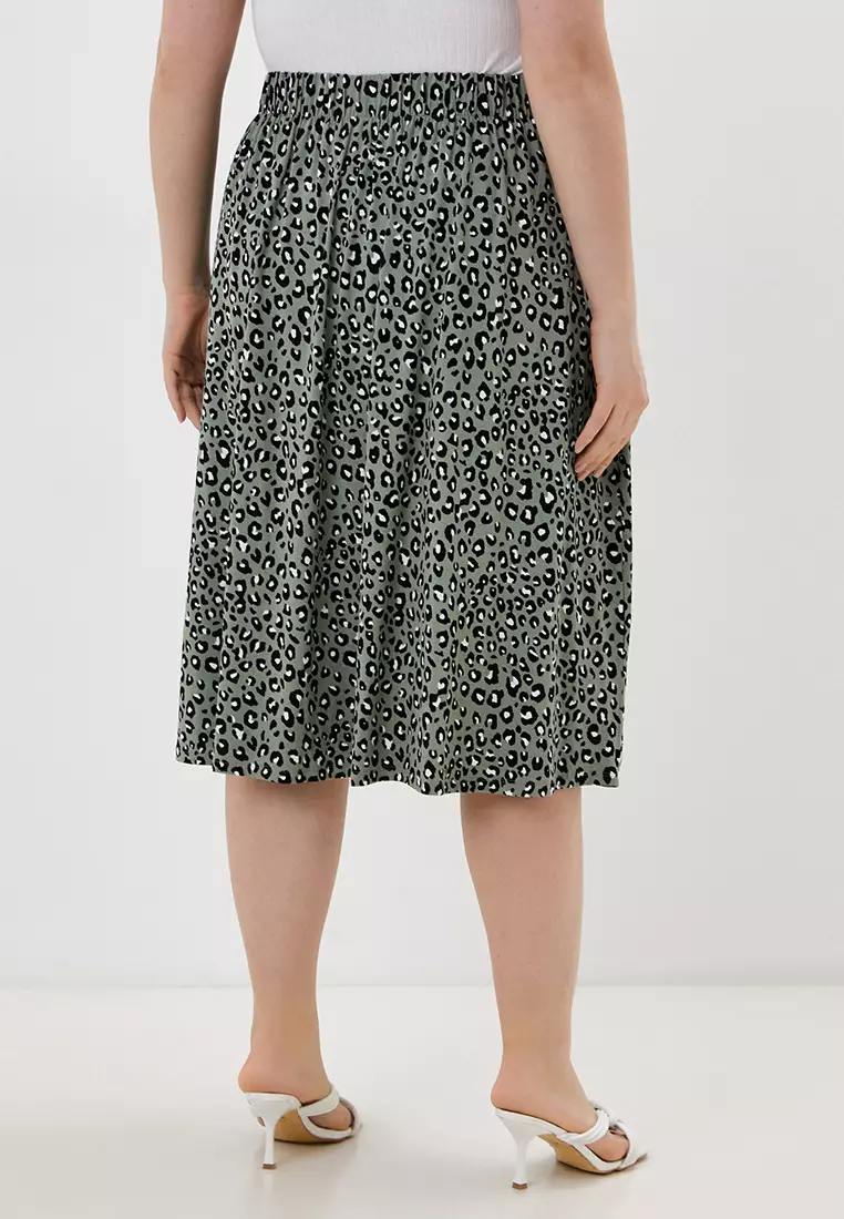 Animal Print Midi Tiered Skirt