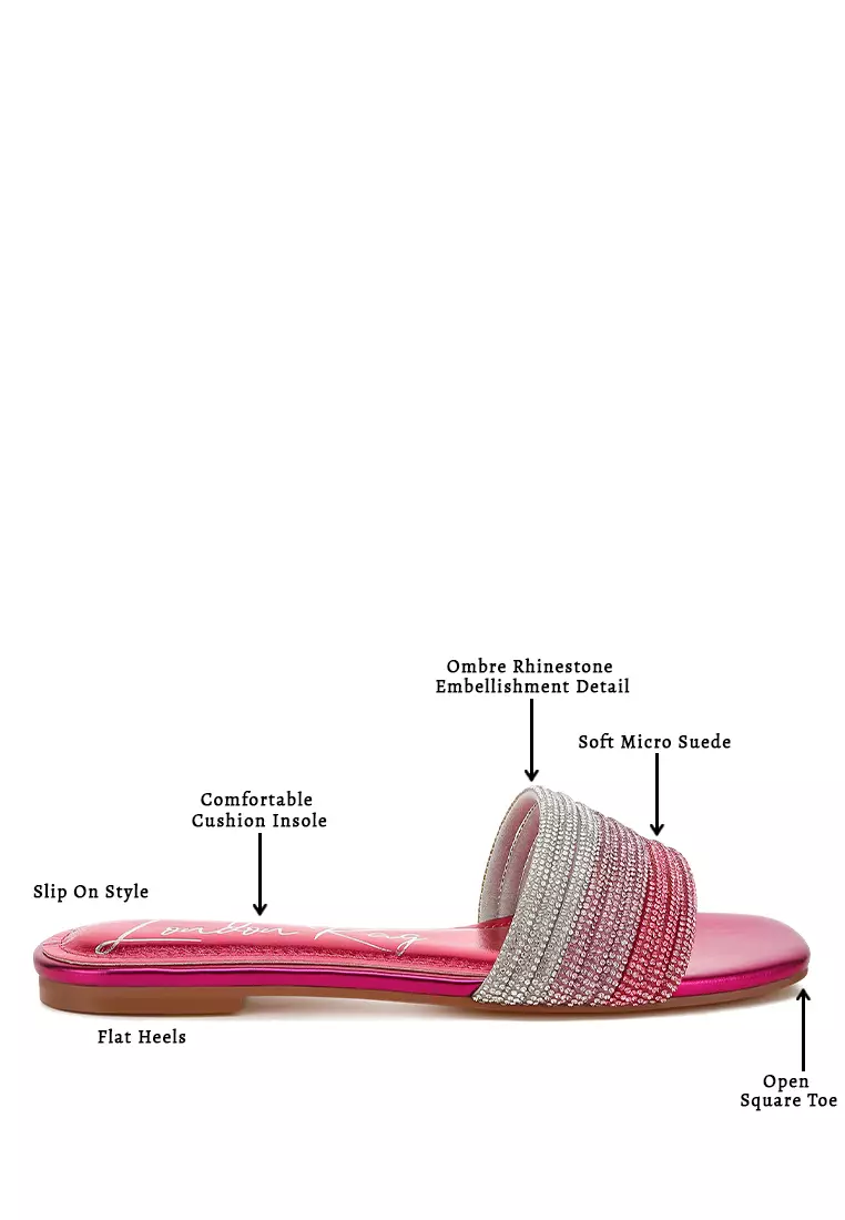 Tali Berlian Imitasi Slip On Flats di Fuchsia