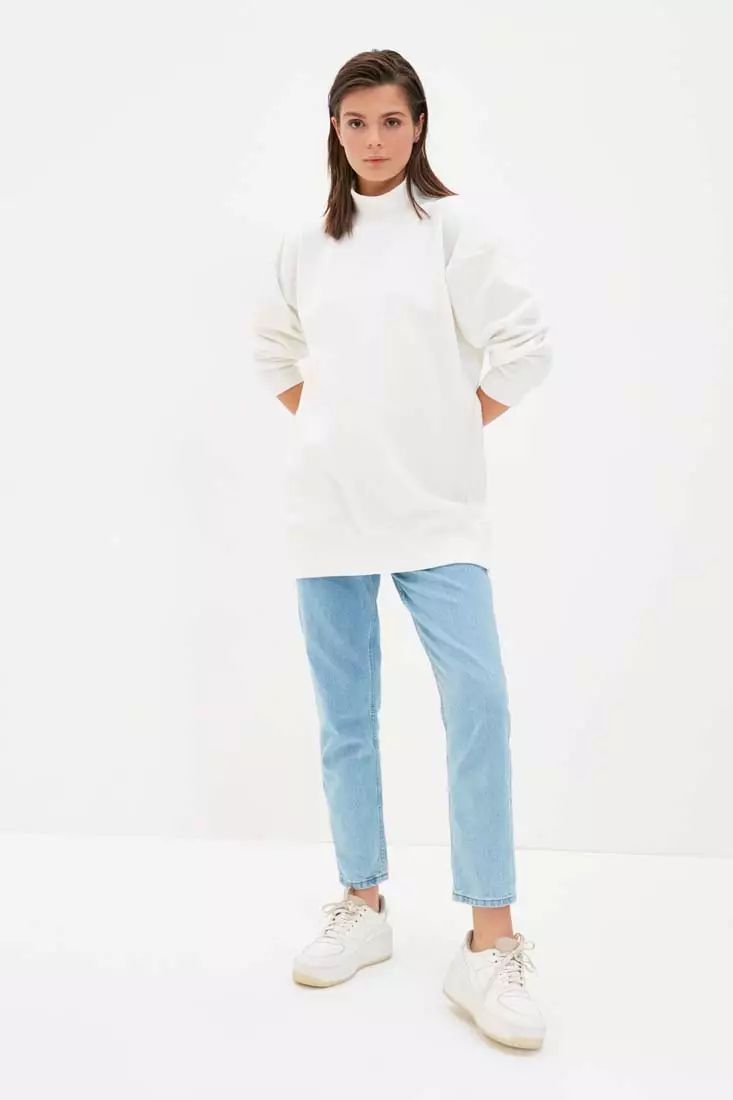 Mock neck zip sweatshirt shop