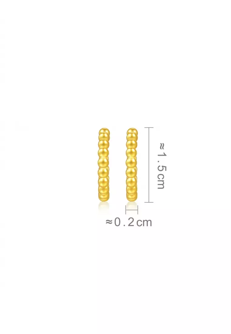 999 24K Gold Essence Beaded Hoop Earrings for Women 95309E