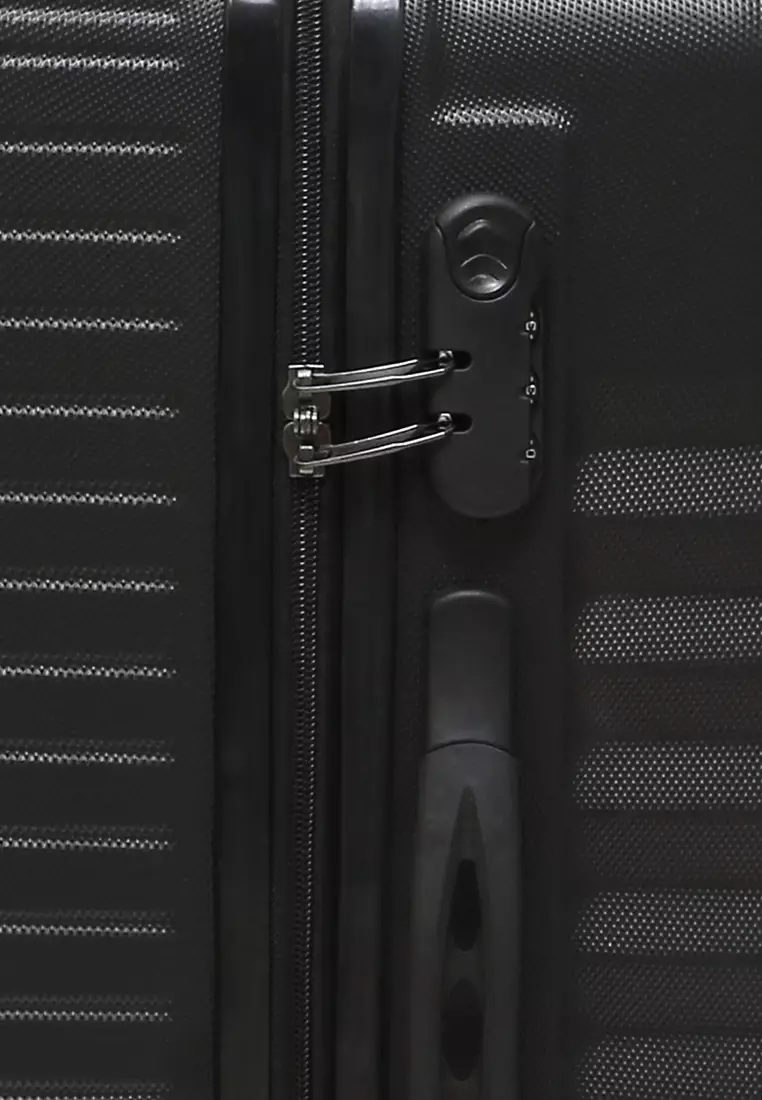 Isvara Tas Koper Hardcase Fiber One Set Unisex Large Compartment Suitcase Code Lock System Material ABS+PVC Coated ORIGINAL - Black