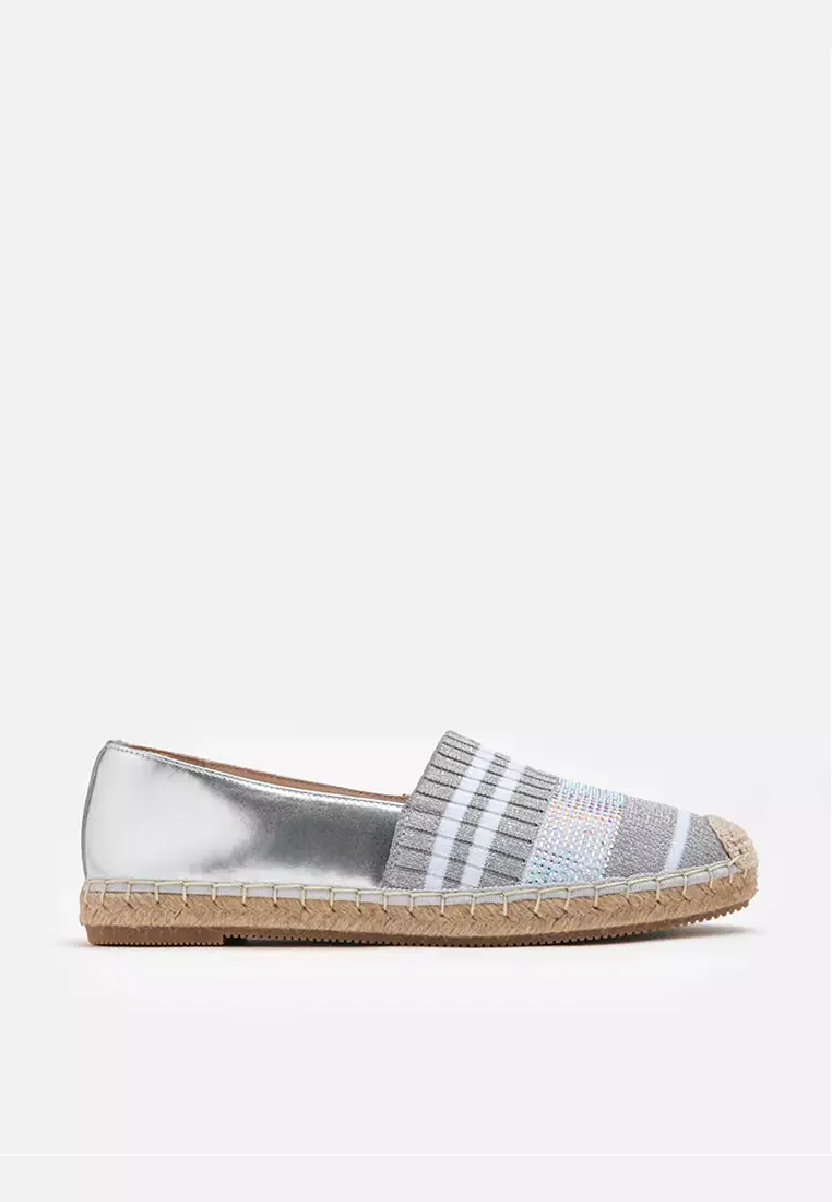 Discount on Pazzion  shoes - SKU: Piper Striped Knit Espadrilles Silver