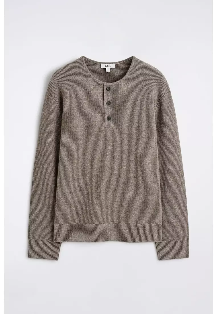 KNITTED MERINO-YAK HENLEY TOP