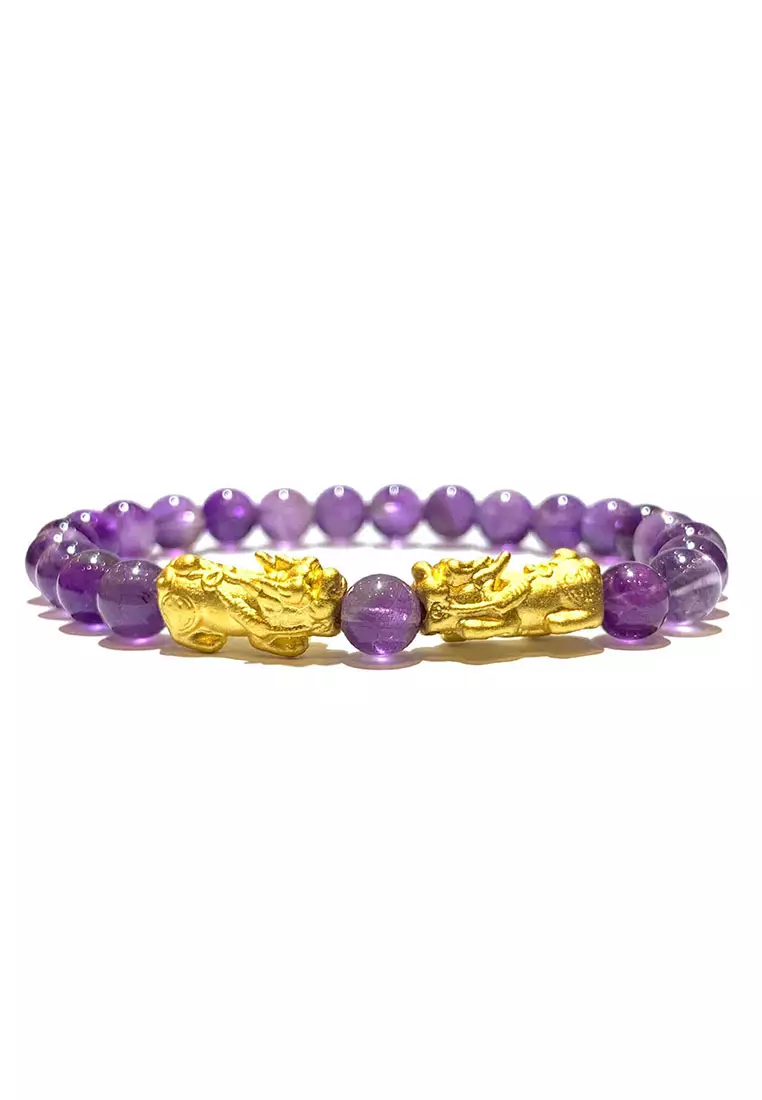 LITZ 999 (24K) Gold PiXiu Bracelet 双貔貅手链 EPC0639D-050-A (1.00g+/-)
