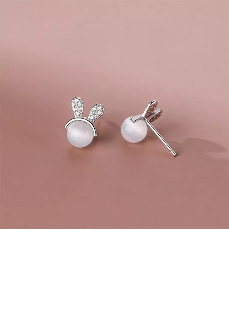 Buy Glamorousky 925 Sterling Silver Simple Cute Rabbit Imitation Cats ...