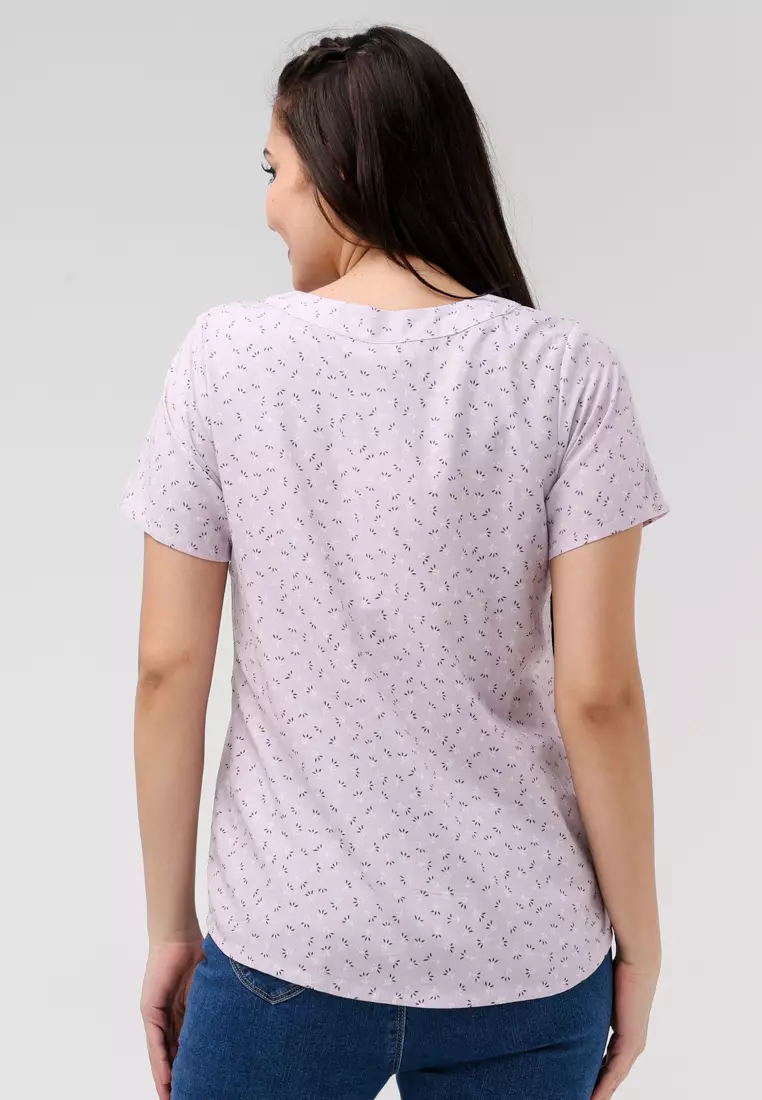 Woven Printed Rayon Short Sleeves Blouse