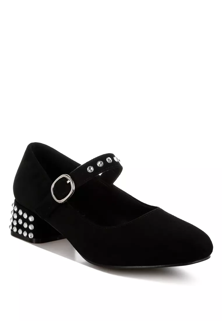 Studded Mary Jane Pumps In Black
