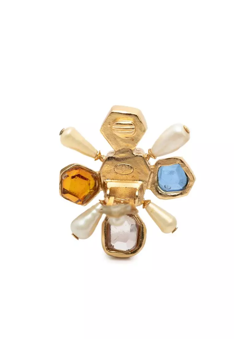 Pre-Loved Chanel Cc Gold Plated Gripoix Clip On Earrings