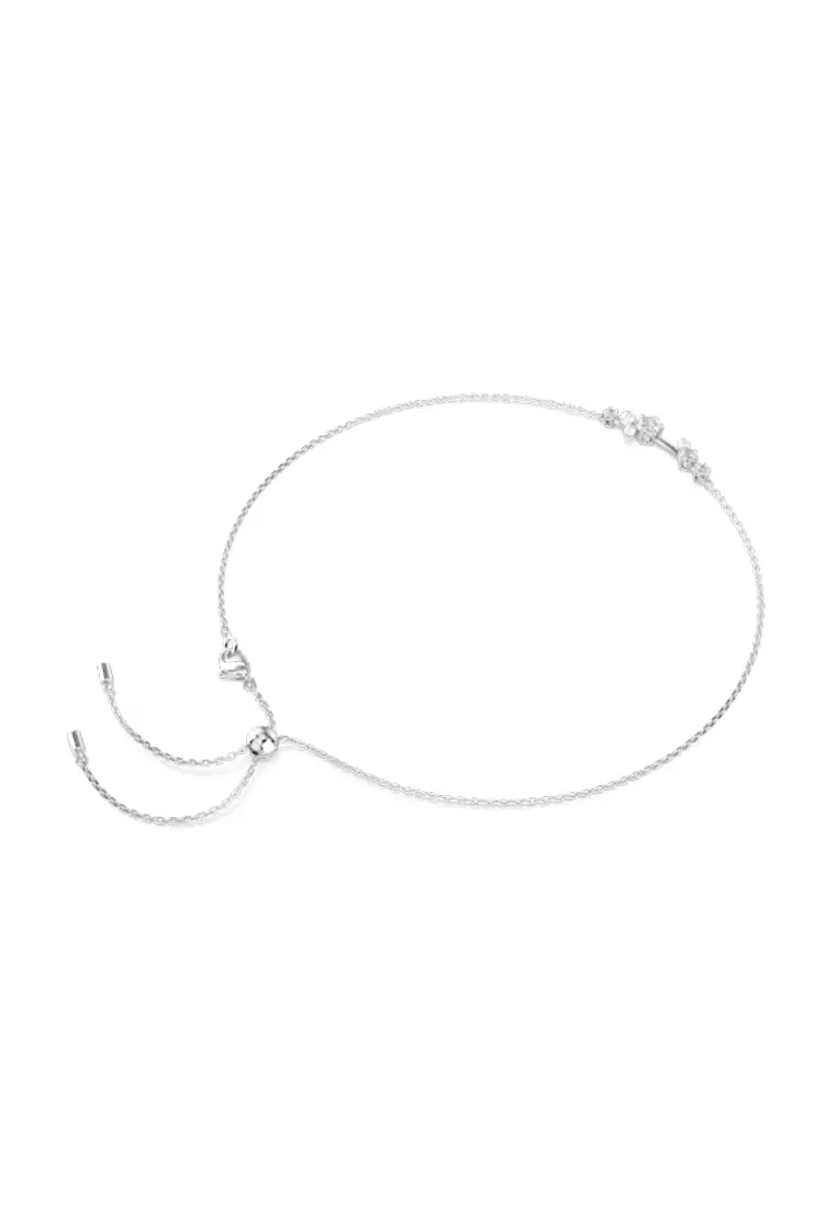 Constella Necklace, Crystal Pearl, Round Cuts, White, Rhodium Plated