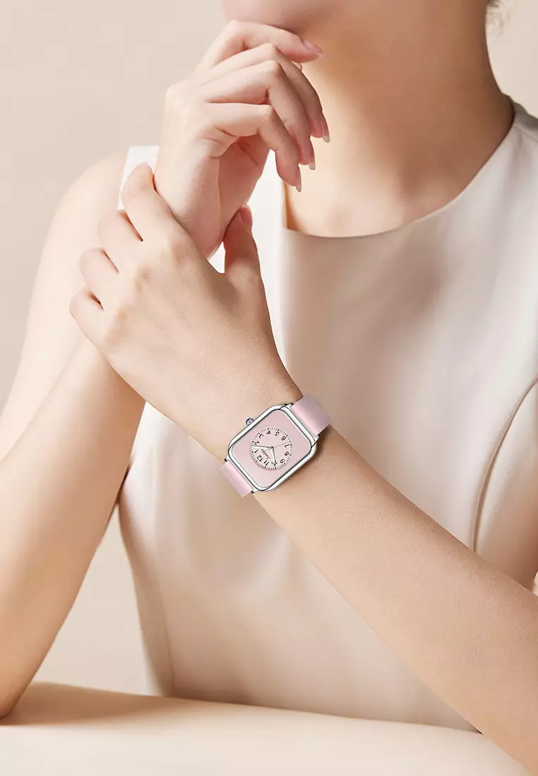 Jam Tangan Wanita Original Anggun Santai Wanita Tali Silikon Jam Tangan Cewek 9416-1 pink