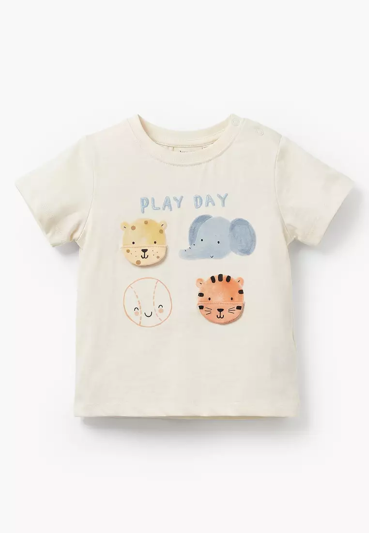 Babyshop Set Of 3 Juniors Crew Neck Short Sleeves T-Shirt And Shorts Set With Print