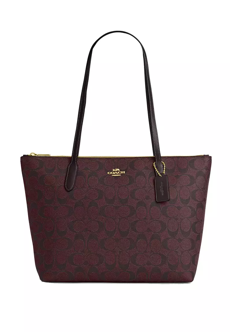 Buy Coach Signature Zip Top Tote Bag, Brown Color Women