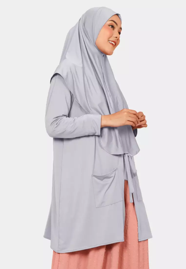 Zelena - Lyora Hijab Outer | Cardigan Bergo Kerudung Wanita - Chrome Grey