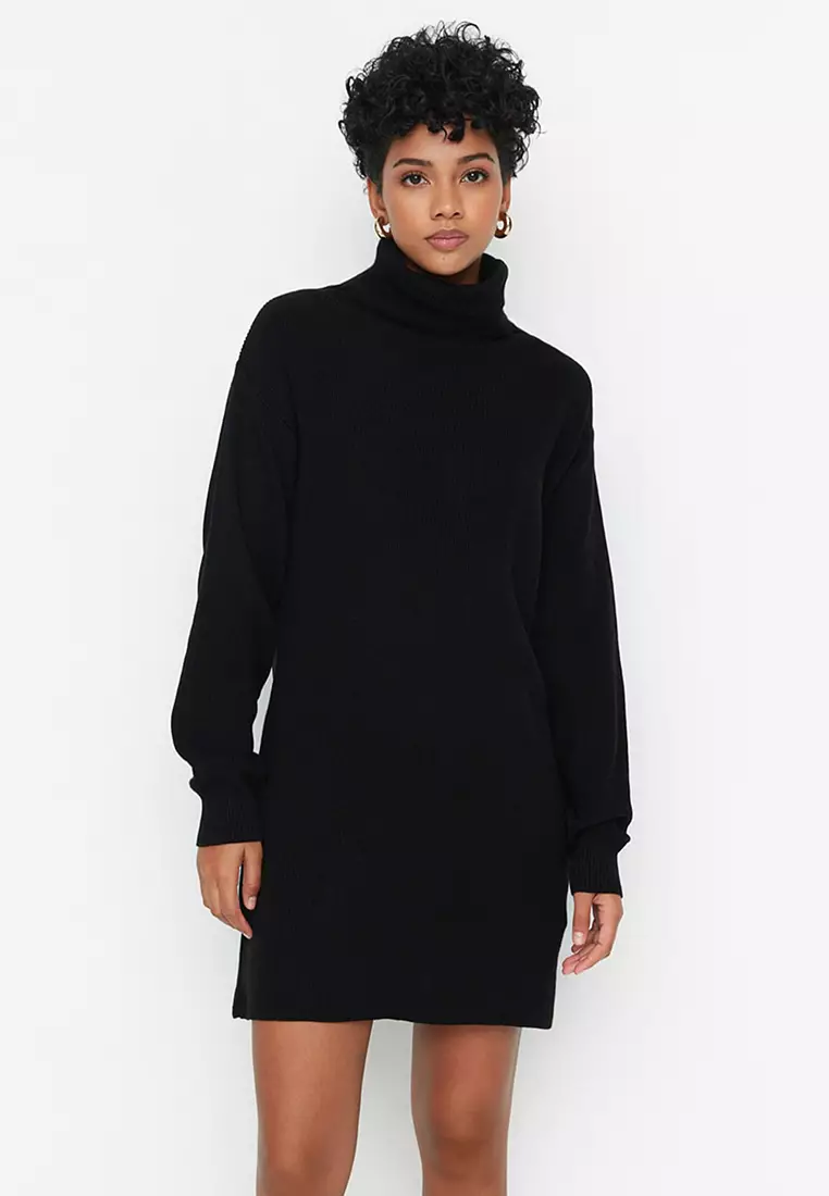 Mini Knitwear Turtleneck Dress