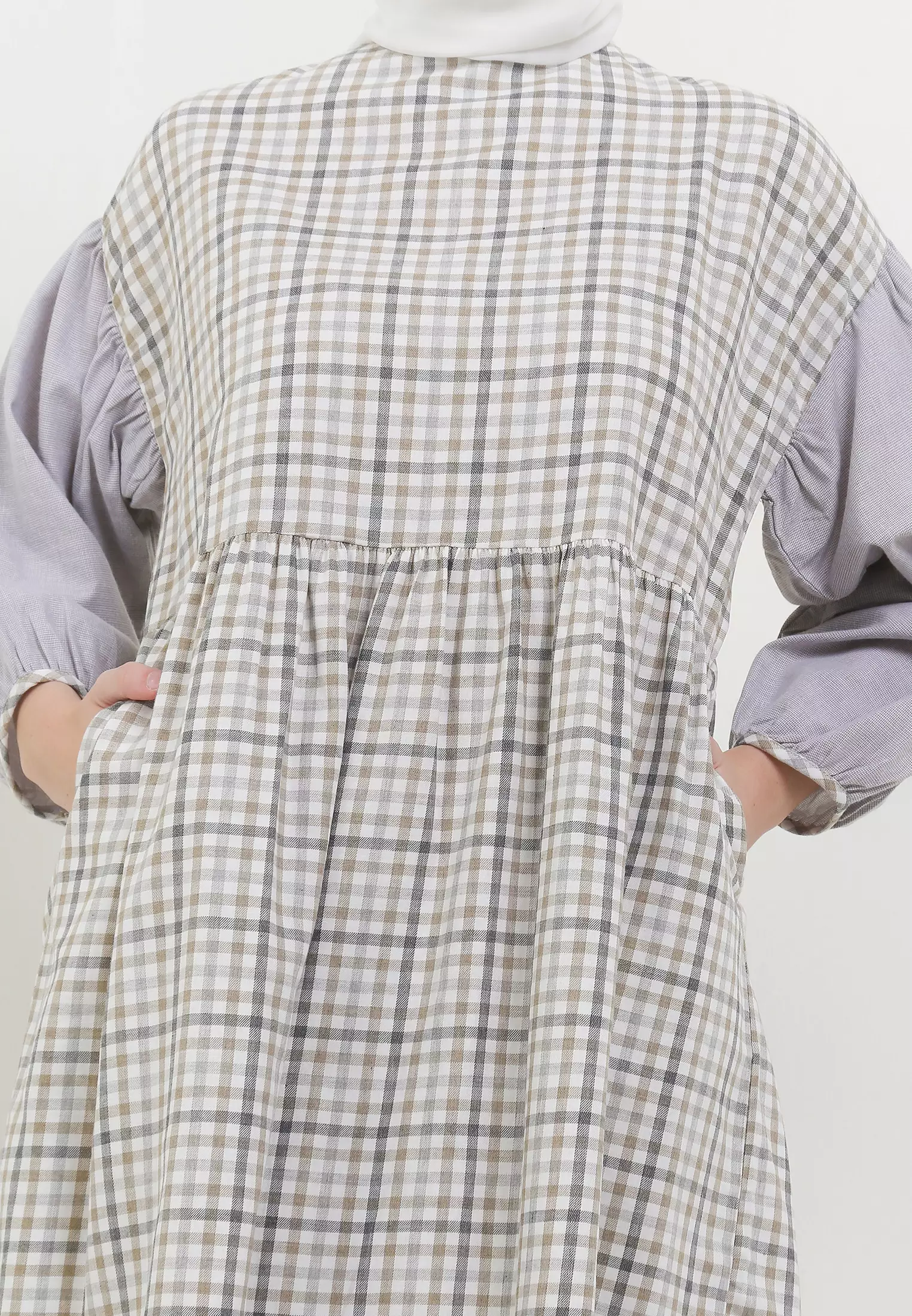 MFMW Milly Midi Dress Gamis Abu Motif Kotak