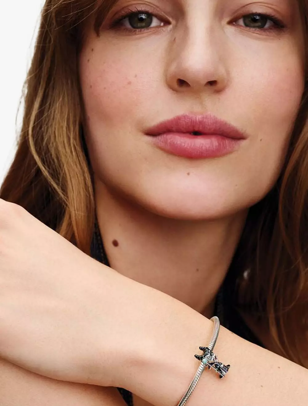 Disney Villains Maleficent sterling silver charm with glittery green black, red and blue enamel