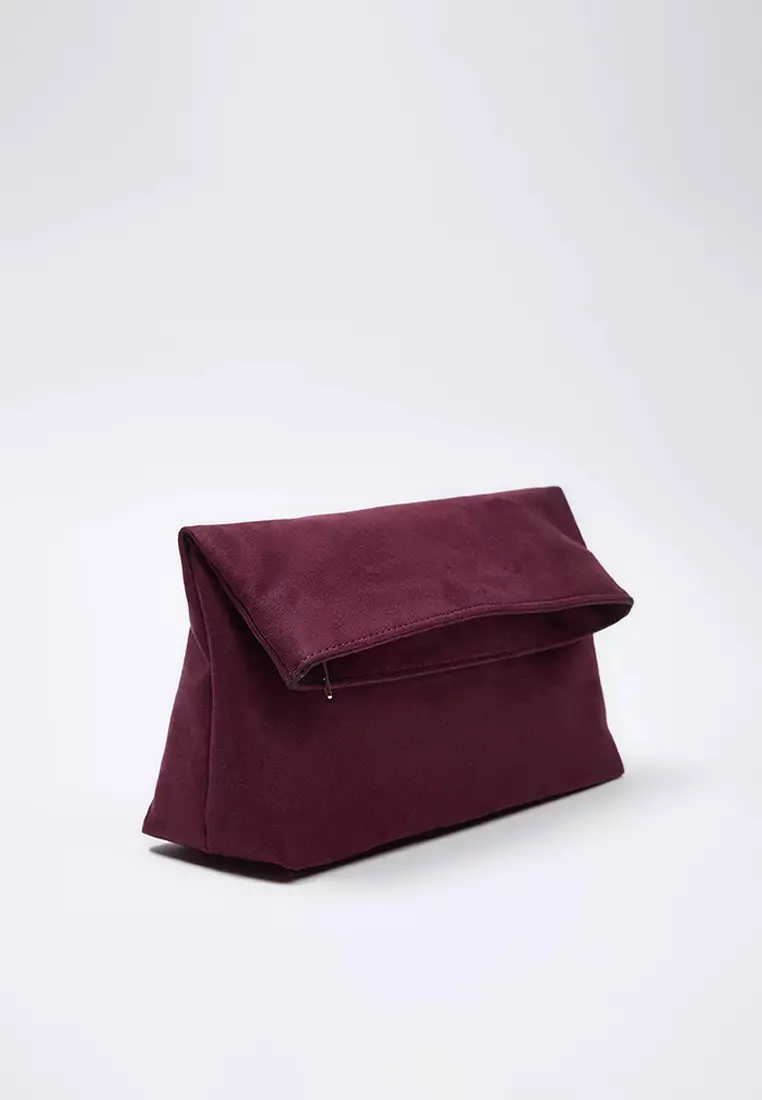 Suede-Look Clutch Bag