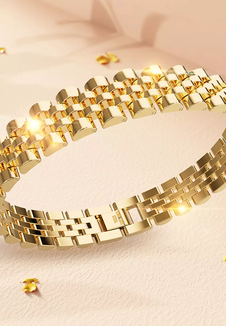 Brick Gold Layered Stainless Steel Bracelet