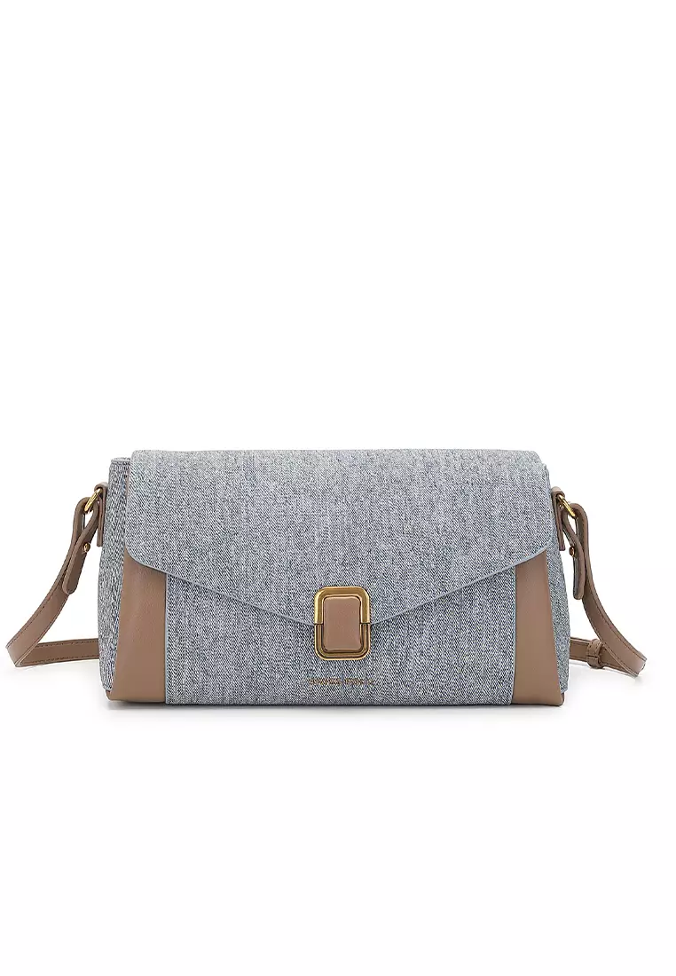 Women's Sling Bag / Crossbody Bag / Shoulder Bag - Light Blue / Dark Khaki