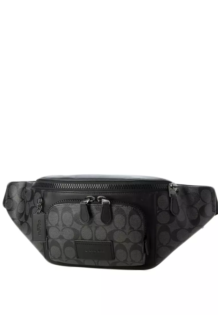 Coach Track Belt Bag In Signature Canvas Black