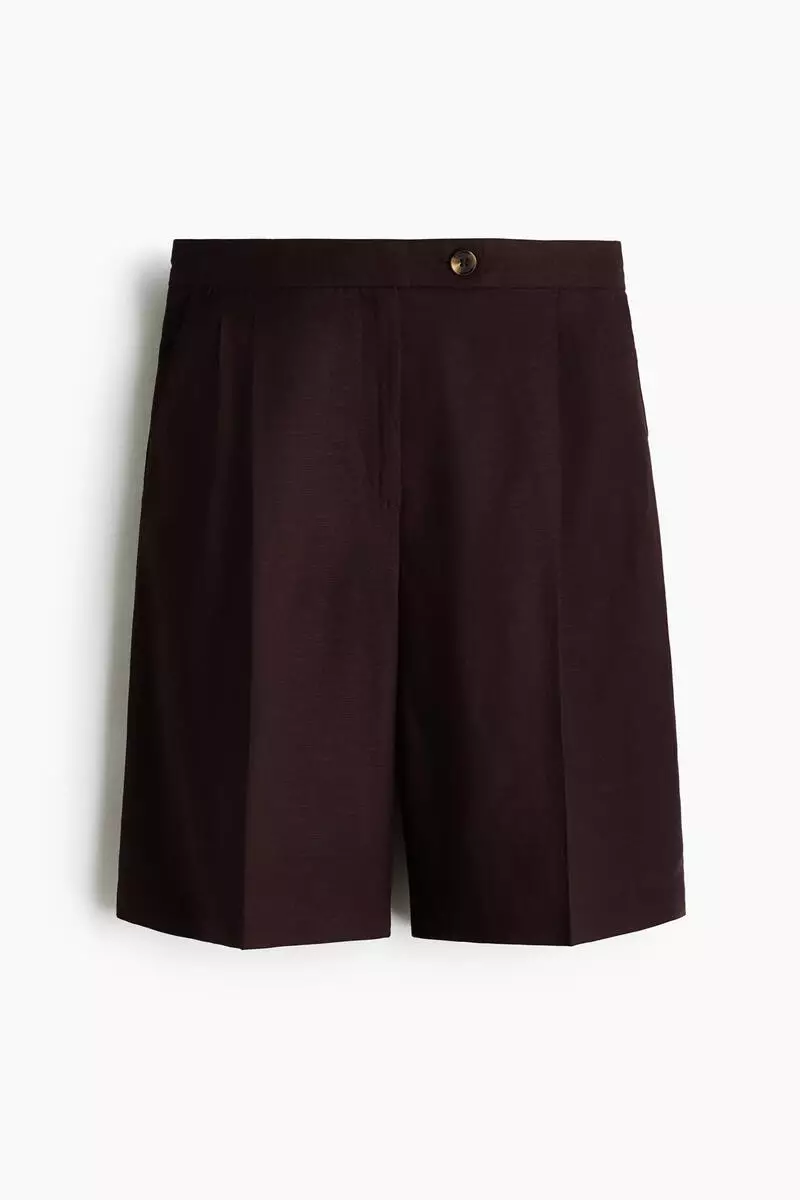 Linen-blend Bermuda shorts