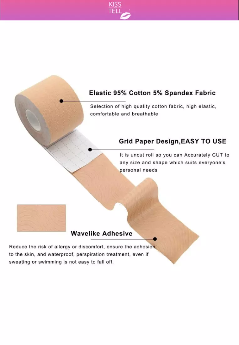 2 Pack Premium 5cm Body Tape Invisible Breast Lifting and Sports Muscle Tape Roll Waterproof in Nude