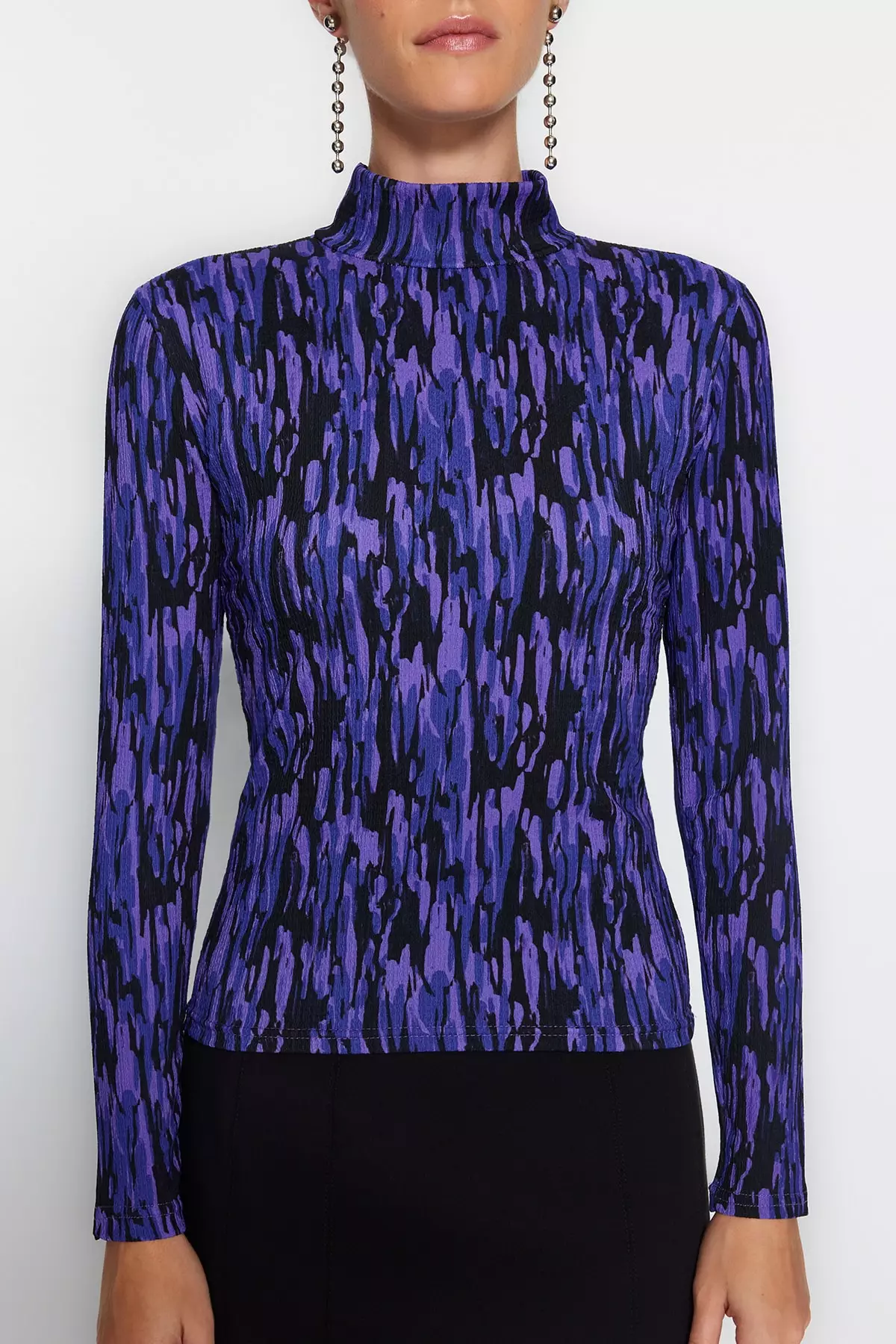 Printed Mock Neck Top