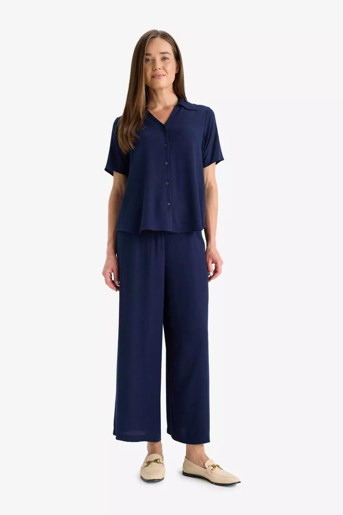 Culotte Wide Leg Crinkle Viscose Capri C9565Ax25Sm