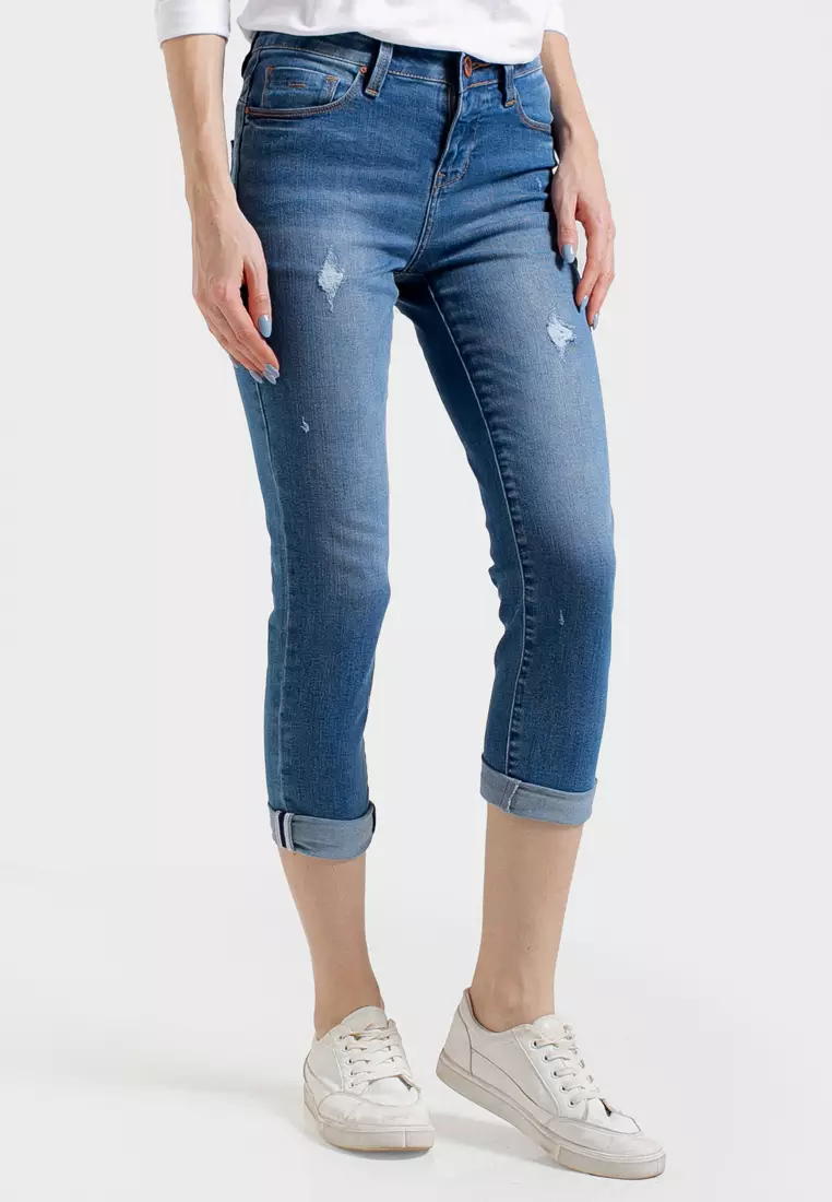 C2 Twixie Blue Jeans Capri Push Up