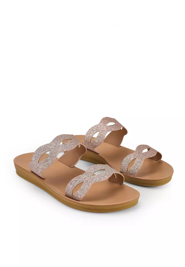 2 strap shop glitter sandals