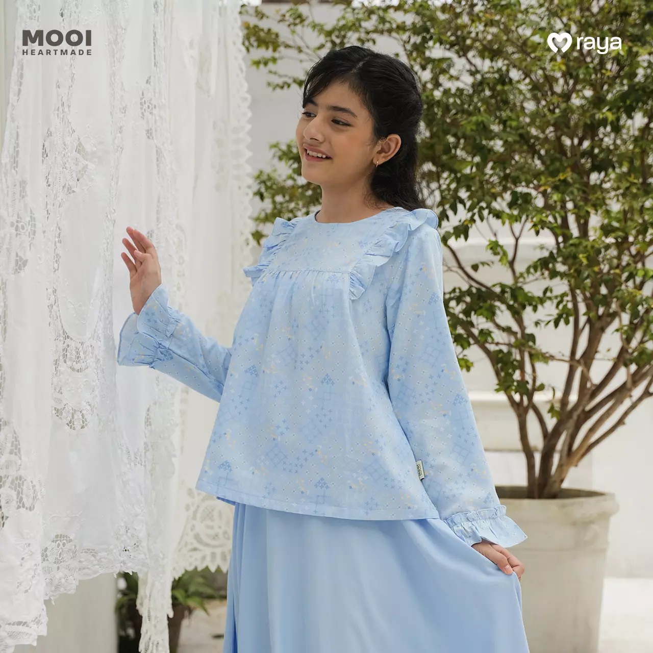 Mooi Setelan Anak Perempuan Raya Collection Nayra Tunik Set Zeina Series - White