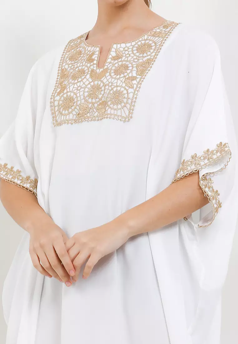 Gold Color Lace Rayon Kaftan