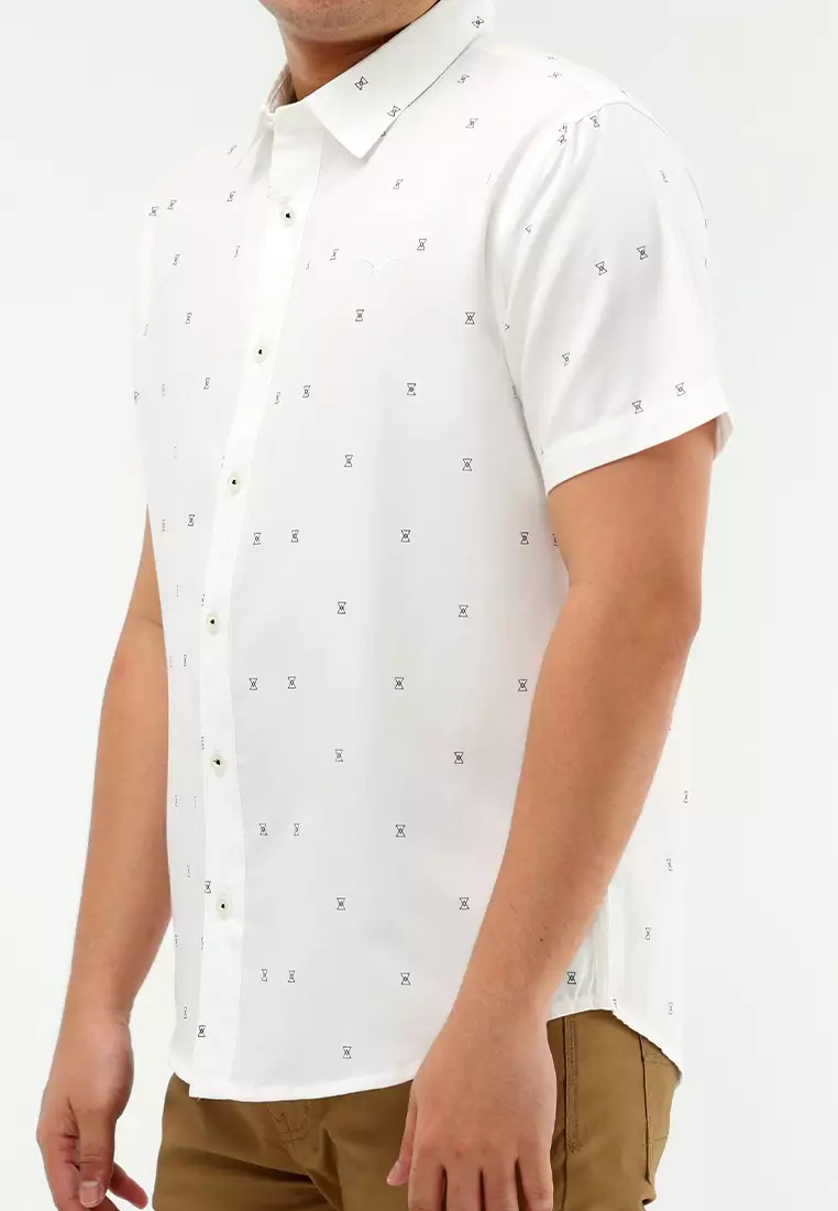 Woven Printed Oxford Short Sleeve Polo