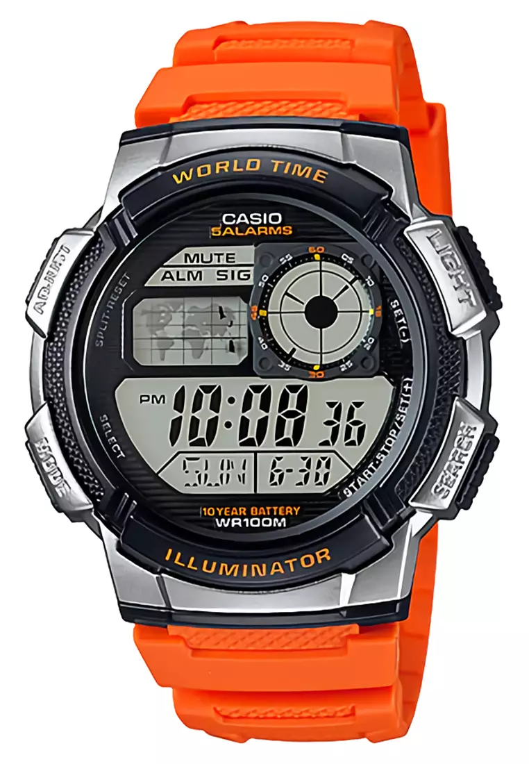 Casio - Jam Tangan Pria - Orange - Resin Strap - AE-1000W-4BV