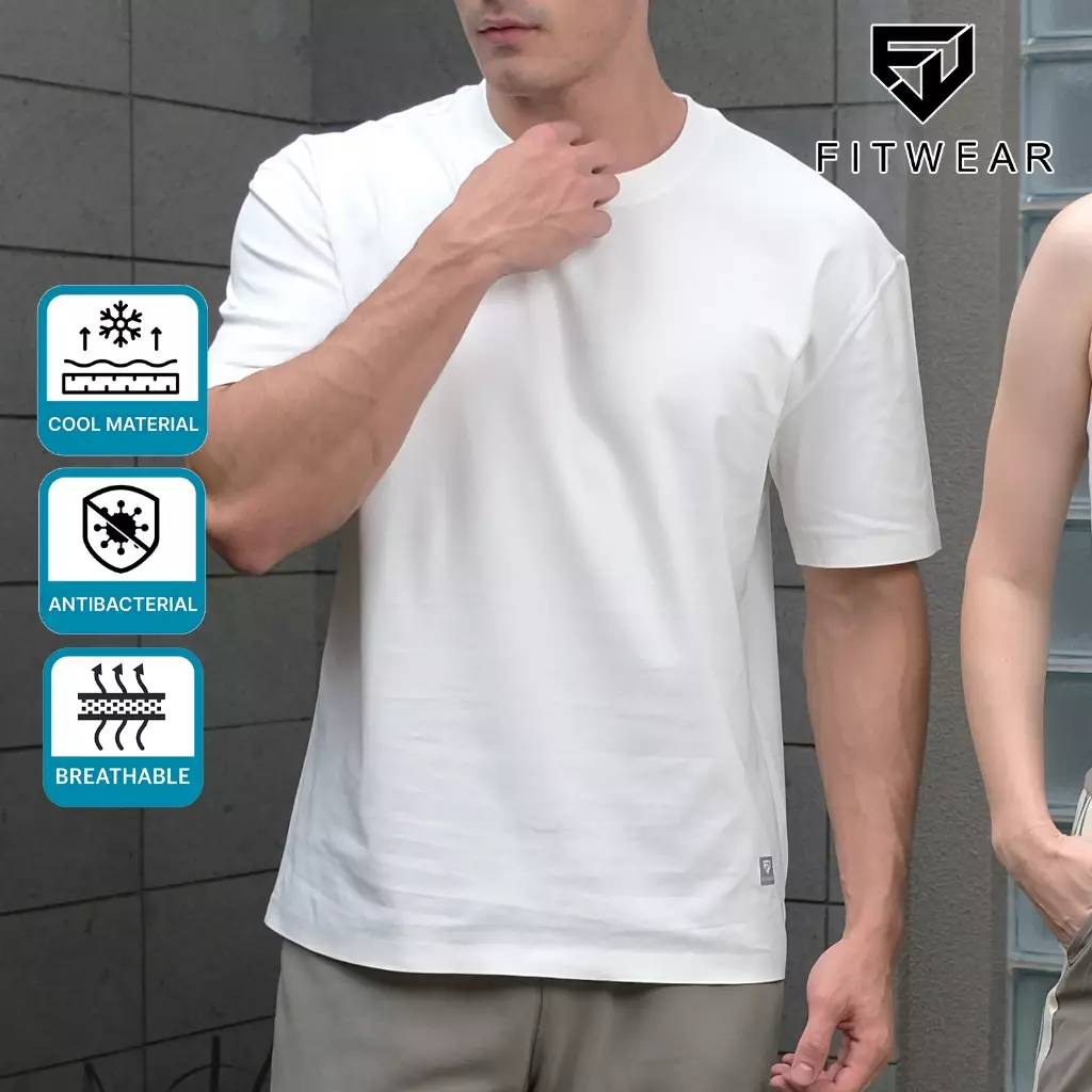 Fitwear Kaos Olahraga Pria Fitwear STEVE LASER CUT ANTI BACTERIAL - WHITE