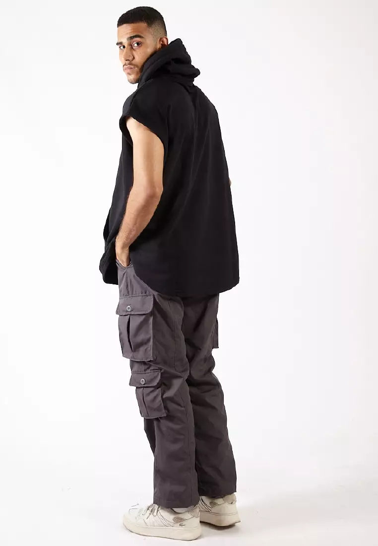 VEDECI ENDEMY OVERSIZED SLEEVELESS HOODIE BLACK