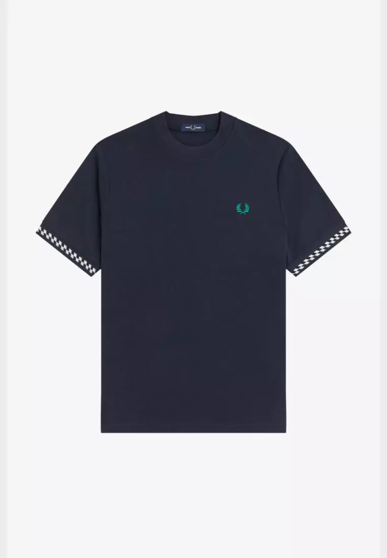 Fred Perry M2477 Jacquard Cuff T-Shirt (Navy)