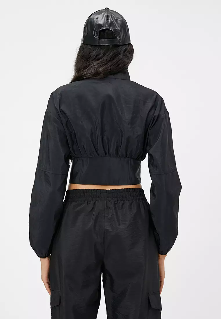 Stand Up Collar Crop Parachute Jacket