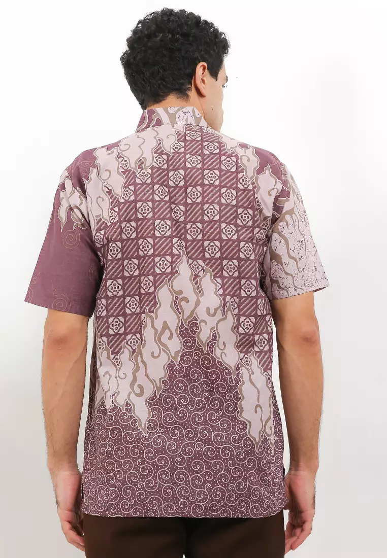 Saroja Kemeja Batik Exclusive Premium Pria Casual Modern Lengan Pendek