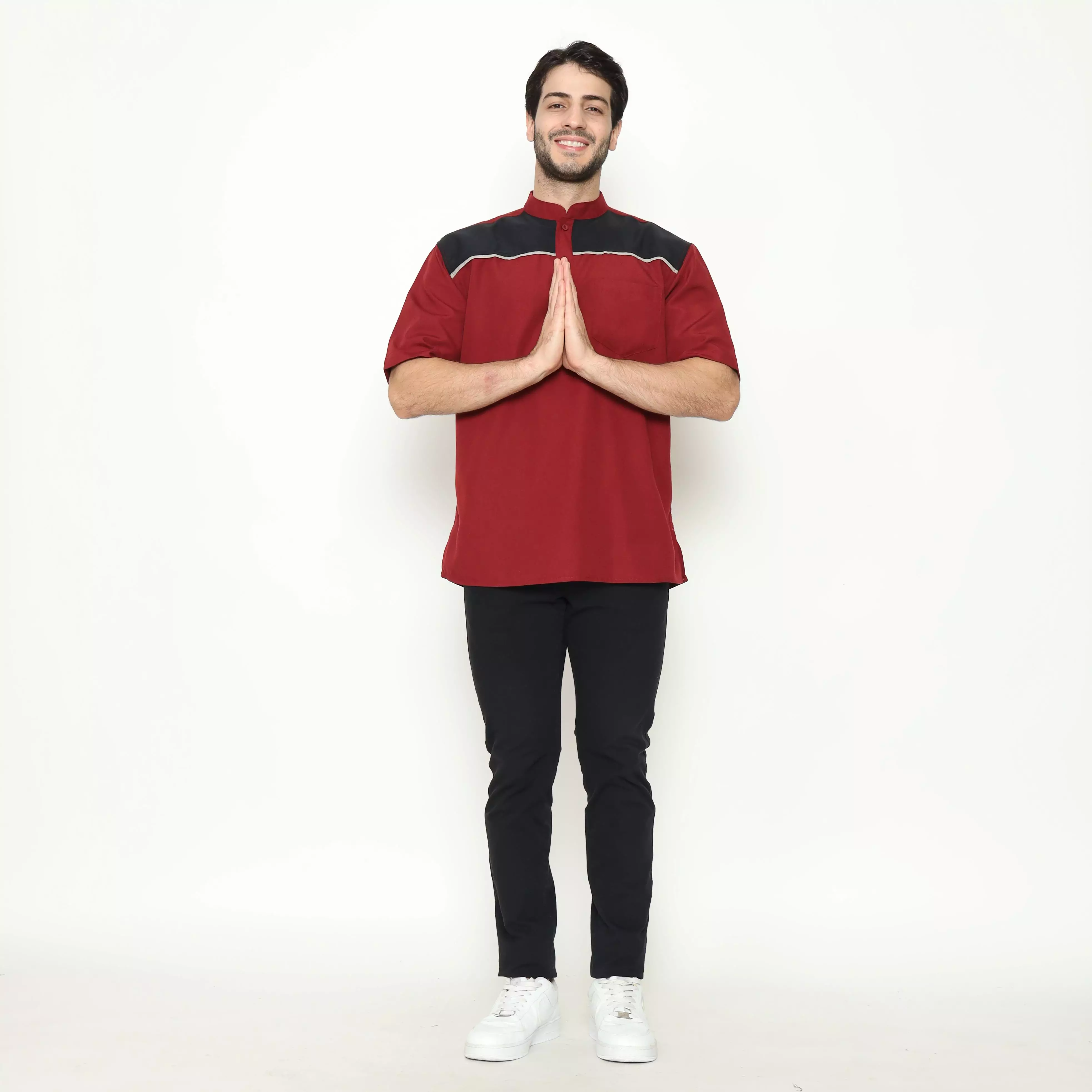 AMK Kemeja Koko Pria Lengan Pendek KK BB 002 S/s Cap 6 Maroon