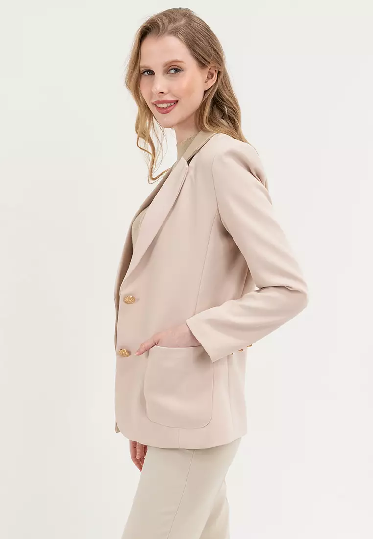 Contrast Collar Blazer