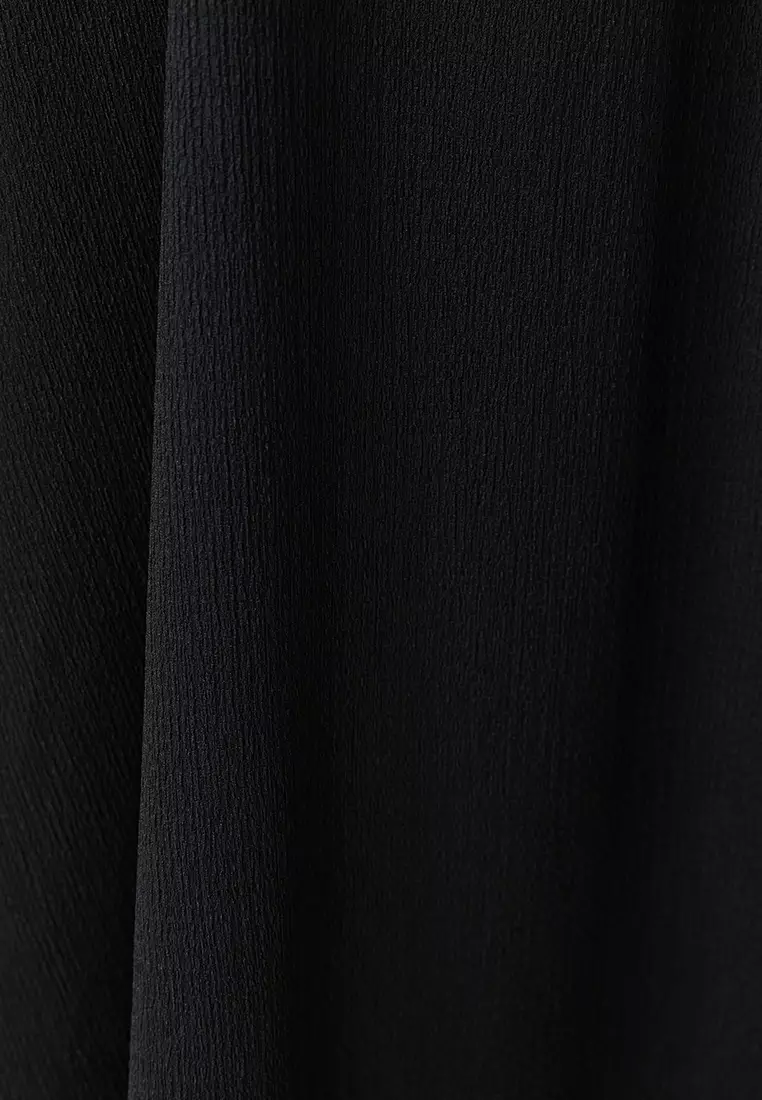 Black Adjustable Straps A-Line Crepe/Textured Knit Maxi Dress